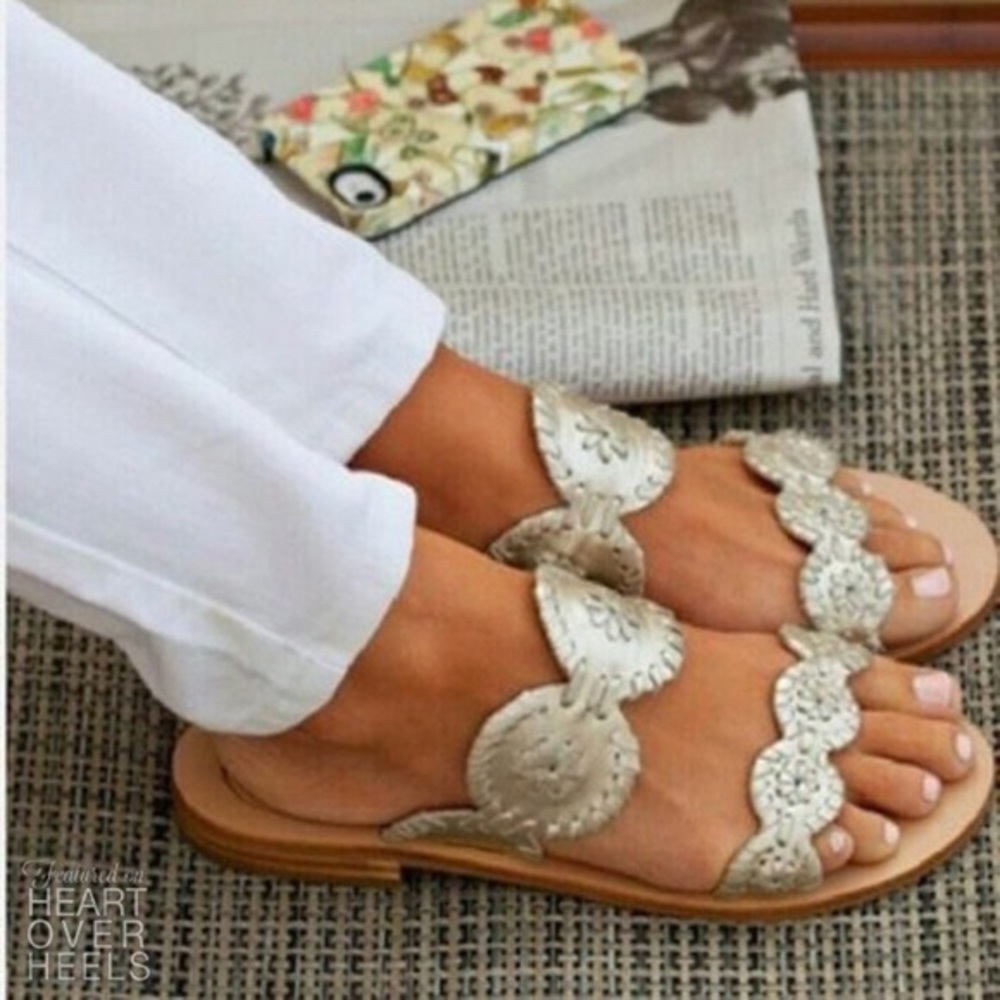Jack Rogers 2 strap gold sandals